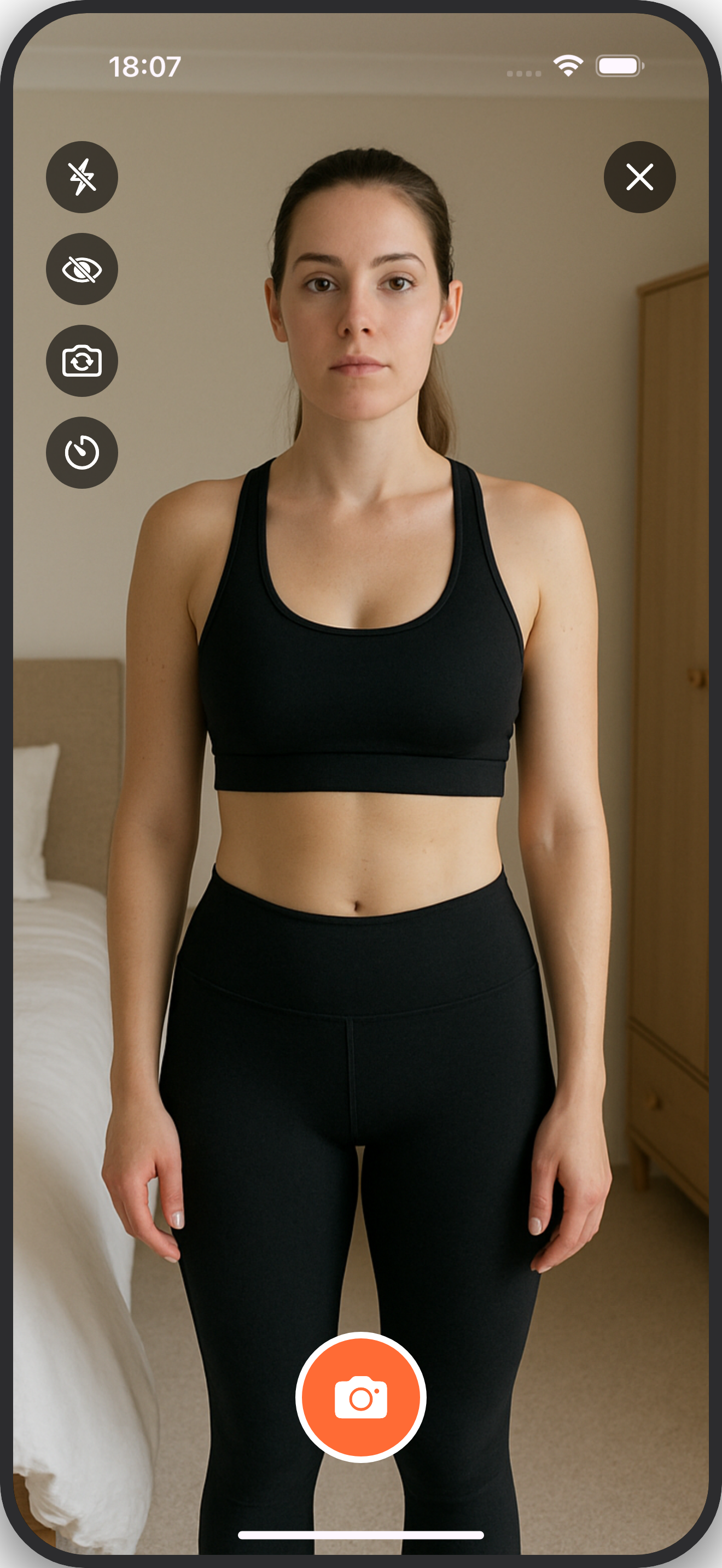 Overlay camera mode for consistent progress photos with translucent guide