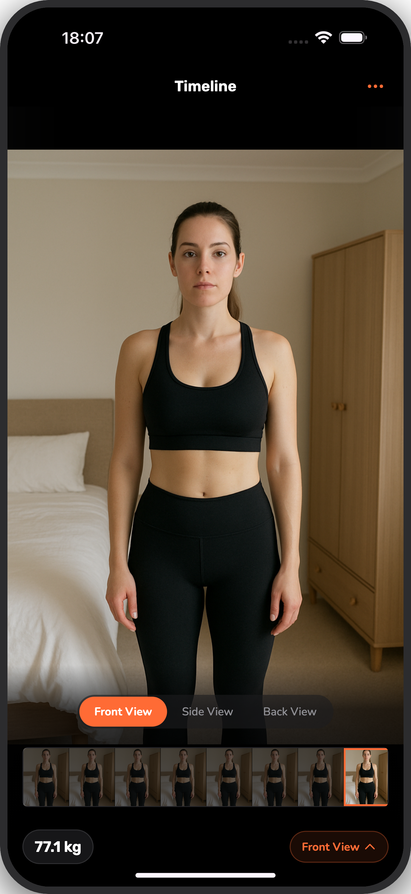 Progress photo timeline ready for export and sharing