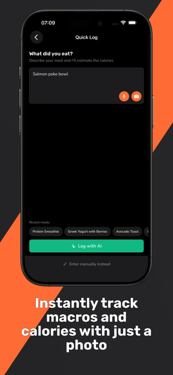Instantly log meals, calories, and macros from a single photo